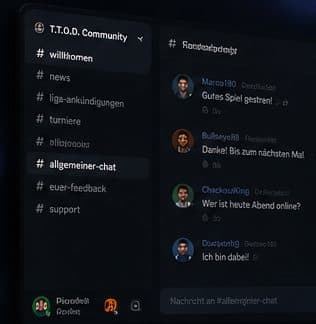 Discord-Fenster mit den Kanälen der Liga