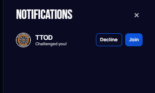 Autodarts meldet die Einladung des Liga-Kontos: „Challenged you!“ mit „Join“