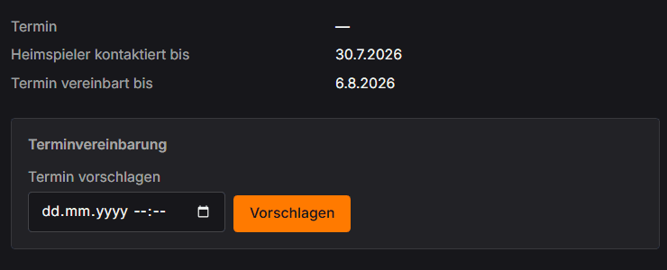 Die beiden Fristen und das Feld, mit dem du einen Termin vorschlägst