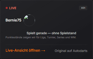 Das laufende Spiel im Live Center — beim Freundschaftsspiel ohne Punktestand