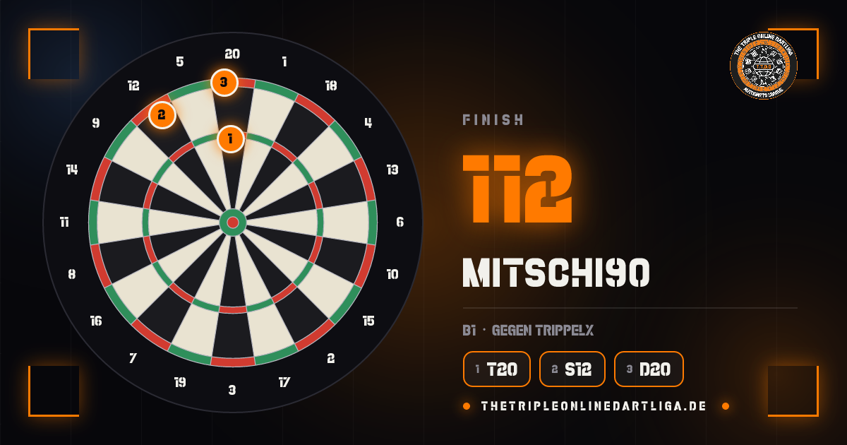 Scheibe mit den Darts des 112er-Finishs von Mitschi90
